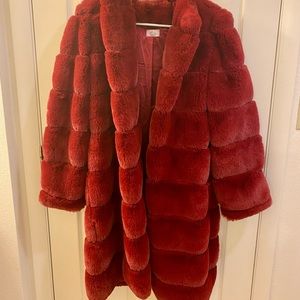 Oh Polly Faux Fur Coat in color (Red) size Medium